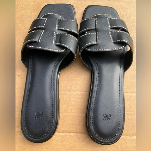 H&M Leather Black Sandals Woman’s Size 9 - Picture 4 of 9